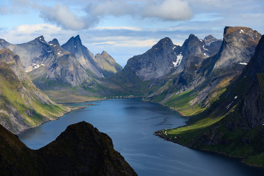 Kirkefjorden depuis le Reinebringen, durant un voyage photo aux Lofoten en Norvège