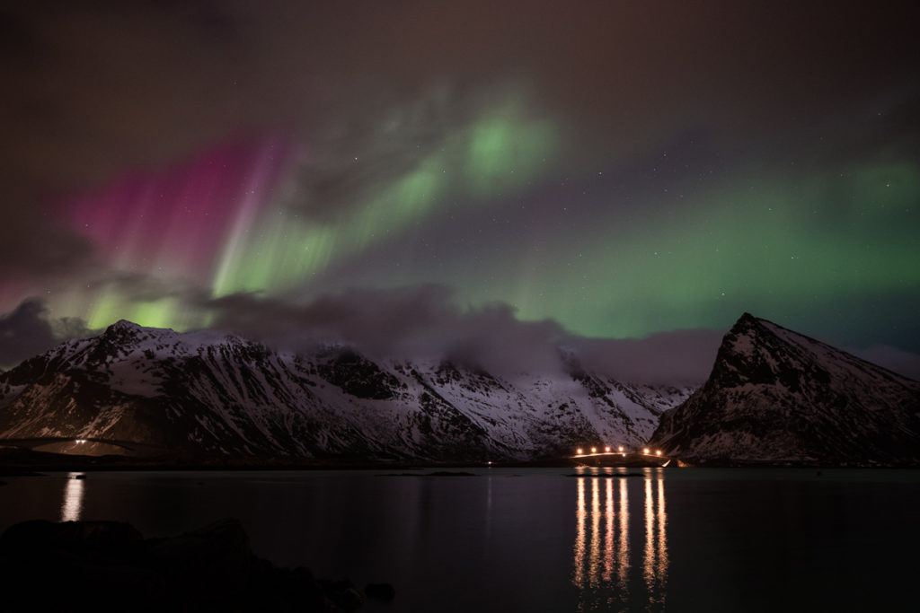 aurores boréales au-dessus de Fredvang, en voyage photo aux Lofoten